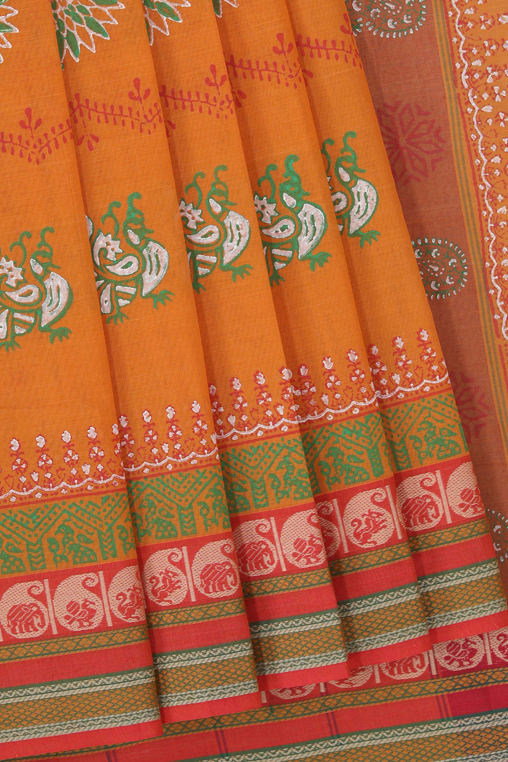 Image of Hand Block Printed South Cotton Saree